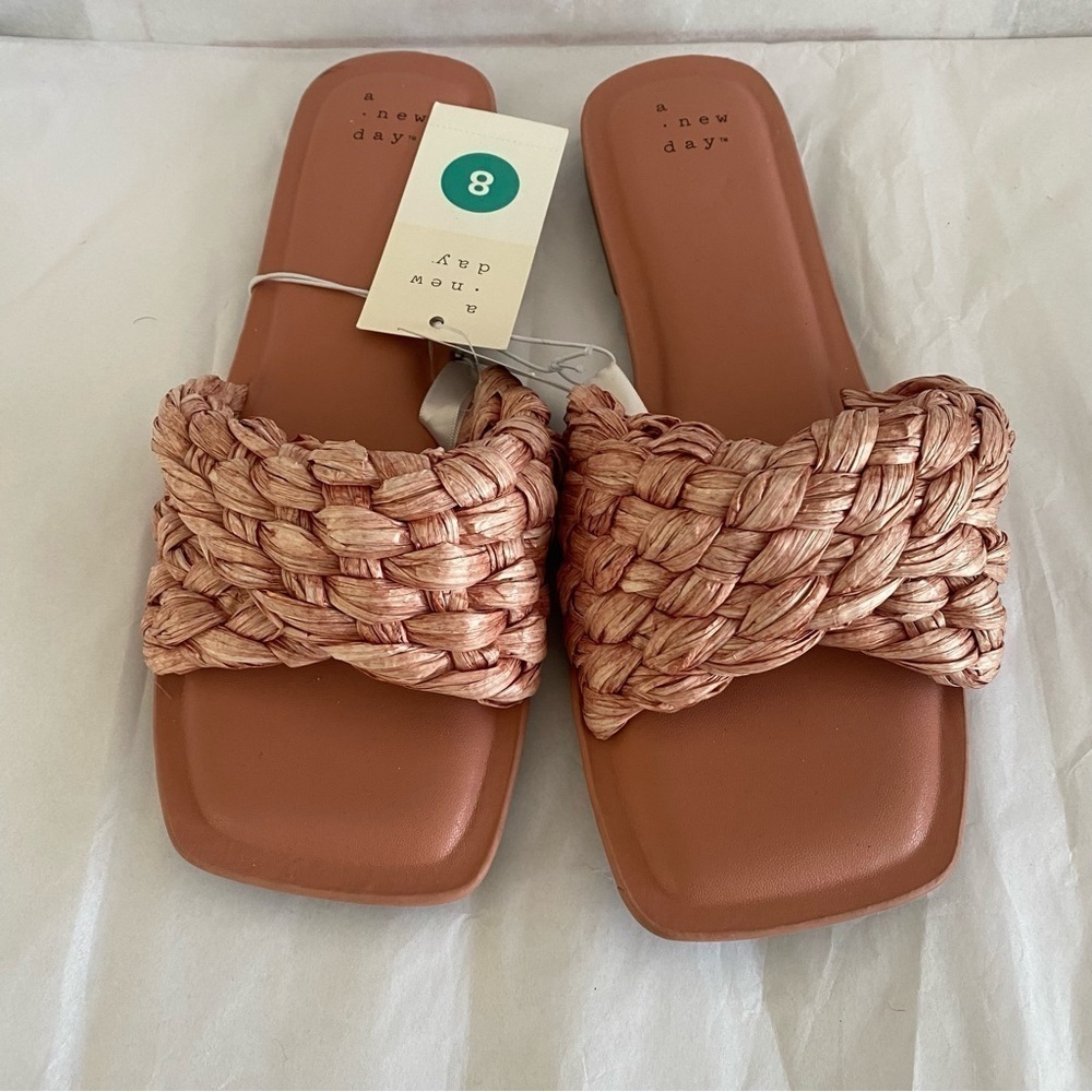 Women’s Nicolete Sandals Woven Slip On Memory Foam Sandals A New Day Pink Size 8